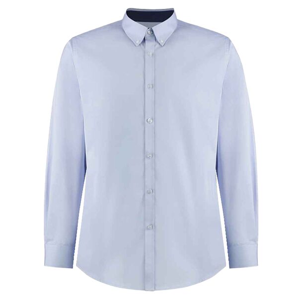 Kustom Kit Premium Long Sleeve Contrast Tailored Oxford Shirt Thumbnail