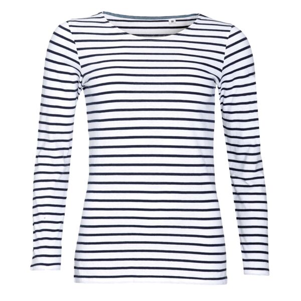 SOL'S Ladies Marine Long Sleeve Striped T-Shirt Thumbnail